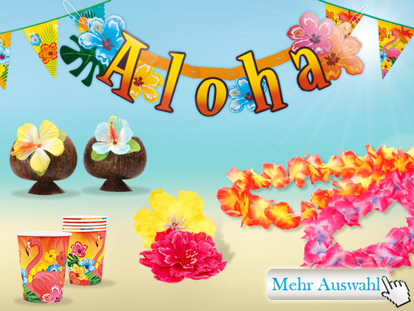 Aloha Karibik Hawaii-Girlande Deko Beach-Party Karneval Blumenkette NEU 31480