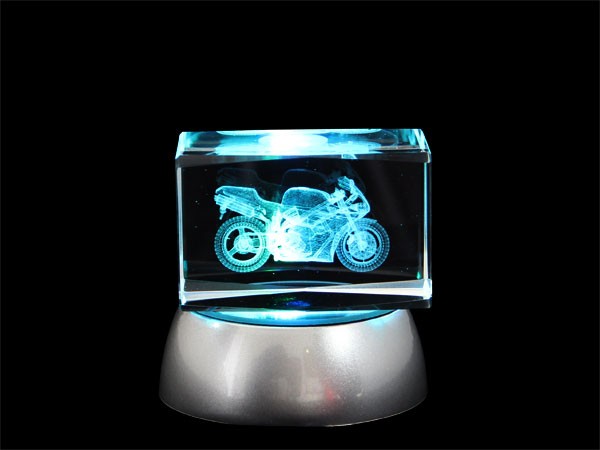 3D Kristall mit LED Leuchtsockel Liebe Geschenk Herz Rose *Neu*