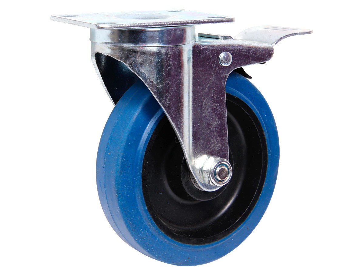 Bremse Lenkrollen Bockrollen Blue Wheels 75-100-125 Blau Transport-Rollen m 